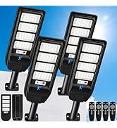 Solar Street Lights Outdoor Waterproof, 4-Pack LED Flood Lights with Motion Sensor, 6500K 18000LM...
