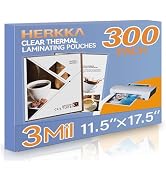 HERKKA 300 Pack Laminating Sheets, Hold 11 x 17 Inch Sheet, 3 Mil Clear Thermal Laminating Pouche...