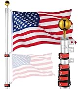 Yescom EZ GO 20ft Telescopic Flag Pole Kit Upgrade Flip Lock Aluminum Flagpole Set for Outside Ho...