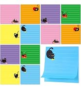 JIANTA 12 Pads Black Cat Sticky Notes, 3 x 3 Inch Lined to Do List Notepads, 6 Colors Cute Self-S...