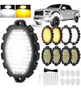 8 Pods Metal 664 LEDs White/Amber Rock Lights, Super Bright Underglow Light Kit IP67 Waterproof A...