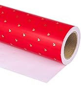 WRAPAHOLIC Valentine's Day Wrapping Paper - Mini Roll - 17 Inch X 33 Feet - Sweet Gold Foil Red L...