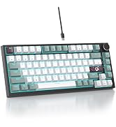 Mosptnspg 75% TKL Wired Mechanical Keyboard,RGB Backlit Gasket Mount 82 Key Hot Swappable Custom ...