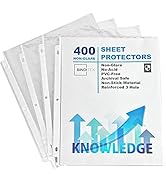 Binditek 400 Pack Sheet Protectors, Non-Glare Page Protectors for 3 Ring Binder, Holds 8.5 x 11 S...