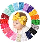 20pcs 6 Inches Baby Girls Big Bows Headbands Elastic Nylon Hairbands Turban Hair Accessories for ...
