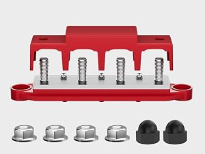 250A 12V Bus Bar 5/16 Power Distribution Block 4 Studs Junction Block Marine Battery Busbar