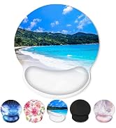 Mouse Pad with Gel Wrist Rest, Beach Ergonomic Mousepad with Wrist Support, Smooth Surface and No...