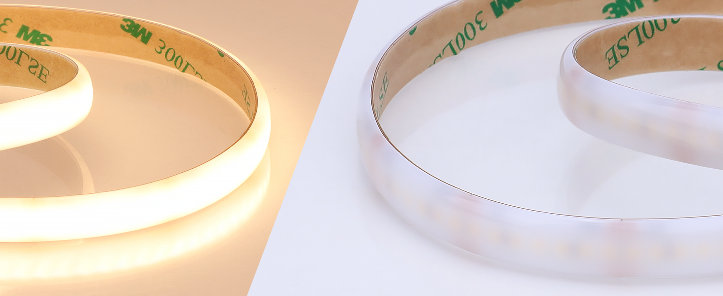 milky white glue coated diffused cob led light strip 3000k warm white spotless