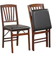 Giantex Folding Dining Chairs Set of 2, Foldable Wood Kitchen Chairs with Padded Seat, Solid Wood...