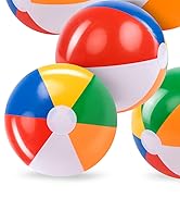 JOYIN Rainbow Beach Balls(12 Pack), 12'' Inflatable Swimming Pool Toys for Summer Water Games Kid...