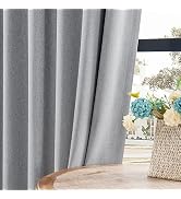 Joydeco Faux Linen Blackout Curtains for Bedroom,Light Grey Blackout Curtains 96 inches Long,100%...
