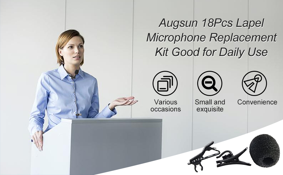 Augsun 18Pcs Lapel Microphone Replacement