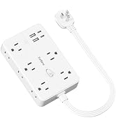 Surge Protector Power Strip 1 FT Flat Extension Cord ,10 AC Outlets & 4 USB Ports(5V/3.4A 17W), 1...