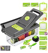 Vegetable Chopper 16 in 1, 9 Blade Veggie Food Chopper with Container 1.2L, Slicer Dicer Cutter w...