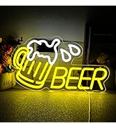 Beer Neon Sign Dimmable Bar Neon Light Sign for Wall Decor Led Neon Beer Sign for Man Cave Home B...