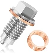 M12x1.75 Magnetic Oil Drain Plug & 5PCS Oil Drain Plug Gasket,Stainless Steel Engine Oil Drain Pl...
