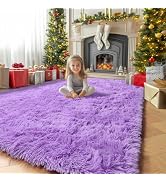 Purple Area Rug for Bedroom,4'X6', Fluffy Shag Rug for Living Room, Furry Carpet for Kids Room, S...