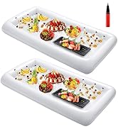 HBlife 2 PCS Inflatable Cooler, Ice Serving Tray Salad Bar Food Drink Containers with Drain Plug ...