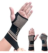 Copper Wrist Compression Sleeve, Elastic Wrist Support Sleeve Wrist Brace for Tendonitis, Arthrit...