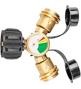Propane Tank Splitter with Gauge, Propane Splitter 2 Way, Propane Y Splitter Adapter with Shut Of...