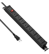 JUNNUJ 20 Amp Power Strip Surge Protector 4800J, Heavy Duty 8 Outlet Metal Multi Angle Mount, 20A...
