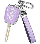MILD EAST for Toyota Key Fob Cover with Metal Key Chain, Silver Edge Soft TPU Key Fob Shell Case ...