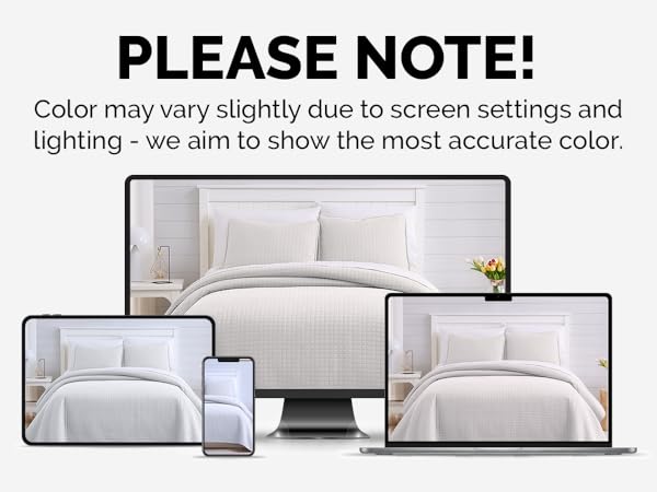 King size quilt set in white with lightweight microfiber and clean bed styling
