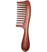 Louise Maelys Wide Tooth Hair Comb for Curly Hair - Red Sandalwood Detangler Comb for Women