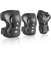 JBM Knee Pad Elbow Pads and Wrist Guards Protective Gear Set for Skateboarding Cycling Roller Ska...