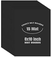 AUEAR, Black 8x10 Uncut Mat Matte Boards for Picture Framing, Print, Artwork - Backing Boards 1/1...