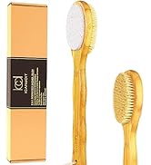 ICANdOIT Stiff Sisal Bristles 2 in 1 Long Handle Bath&Shower Brush,Bath Scrubber with Pumice Ston...