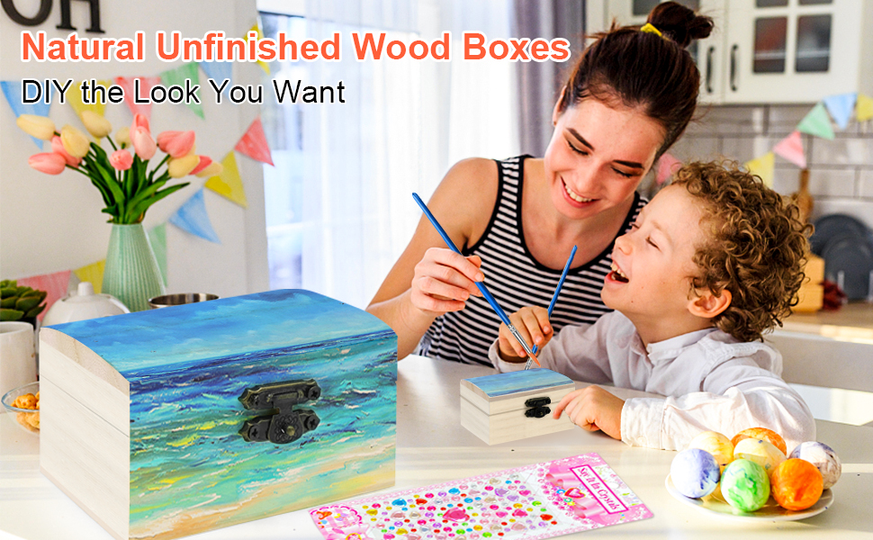 Unfinished wood boxes