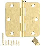 AmzGod Door Hinges Satin Brass - 30 Pack Gold Door Hinges 3.5 Inch Rounded Interior Door Hinge wi...