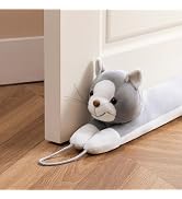 Sunolga 38 Inches Weighted Door Draft Stopper Under Door Noise Air Stopper, Gray Cat Shape Sound ...