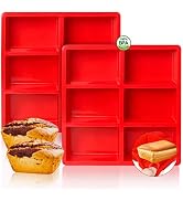 Silicone Mini Loaf Baking Pans, Walfos Small Bread Loaf Pan, Non-Stick 6 Cavities Bread Baking Mo...