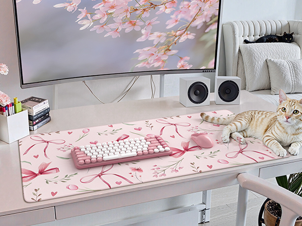 Cute Pink Bow Large Mouse Pad