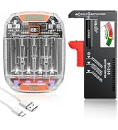 Dlypow DH4 1.5V &1.2V AA AAA Battery Charger and B1T Battery Tester for AAA AA C D 9V 1.5V Button...