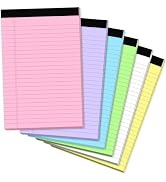 Small Legal Pads 5x8 Colored, 6 Pack Note Pads 5x8, Perforated Pink Legal Pad College Ruled, Line...