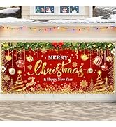 Mocsicka Merry Christmas Garage Door Banner Cover, Extra Large Red Christmas Garage Decorations, ...