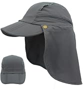 Connectyle Kids Sun Hat with Removable Neck Flap Outdoor Adventure Sun Cap for Boys Girls Foldabl...