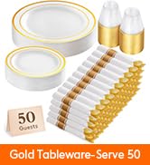 Lifewit 350PCS Gold Plastic Tableware Sets