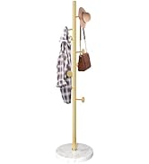 Waavryee Modern Metal Coat Rack Stand, Coat Rack Freestanding with Natural Marble Base, Sturdy He...
