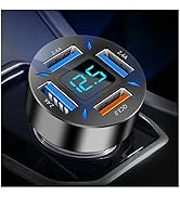 4-in-1 Car Charger 66W Super Fast Charging with USB 2.4A&QC 3.0(Voltmeter&LED Lights) Universal Q...