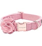 ARING PET Velvet Dog Collar, Unique Pink Dog Collars with Detachable Felt Flower, Adjustable Soft...