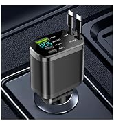 5 in 1 Retractable Car Charger Adapter,Upgraded Car Phone Charger with PD 30W Cable & USB Fast Ch...