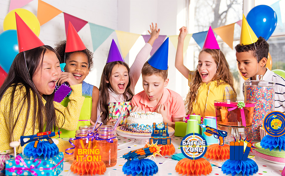dart battle honeycomb centerpieces