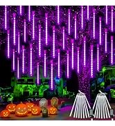 2 Pack Halloween Lights Outdoor 16 Tubes 384 LEDs Meteor Shower Rain Lights | Extendable, Timer, ...
