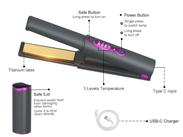titanium flat iron cordless hair styler tymo rovy wave curling iron