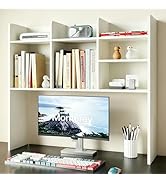 ChooChoo Desktop Bookshelf, Wood Desk Hutch Organizer with 7 Shelves for Computer Desk, Desktop S...