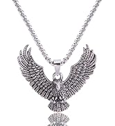Zirloy 24Inch 316L Stainless Steel Punk Eagle Necklace for Men and Women Personalized Chain Penda...